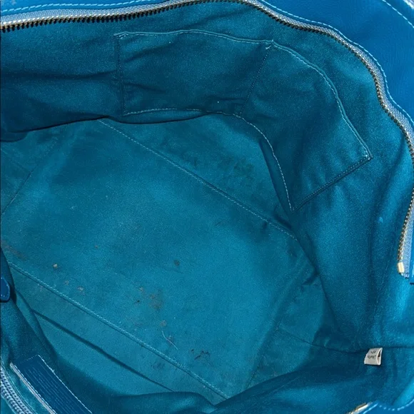 Coach Taxi Teal Leather Tote Bag - Picture 14 of 17